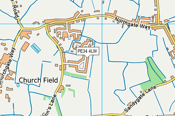 PE34 4LW map - OS VectorMap District (Ordnance Survey)