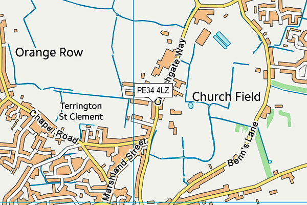 Terrington St Clement Community School map (PE34 4LZ) - OS VectorMap District (Ordnance Survey)