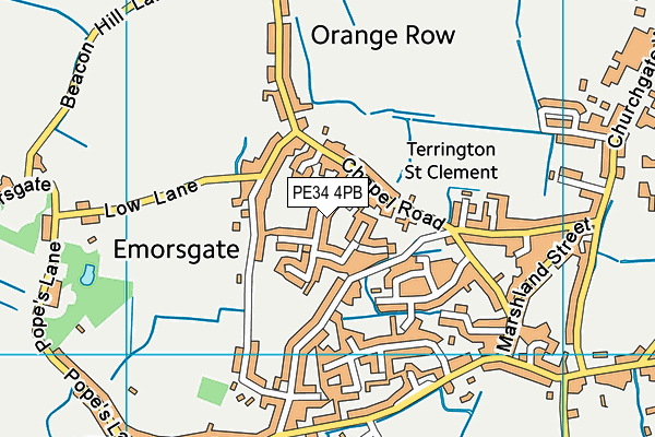 PE34 4PB map - OS VectorMap District (Ordnance Survey)