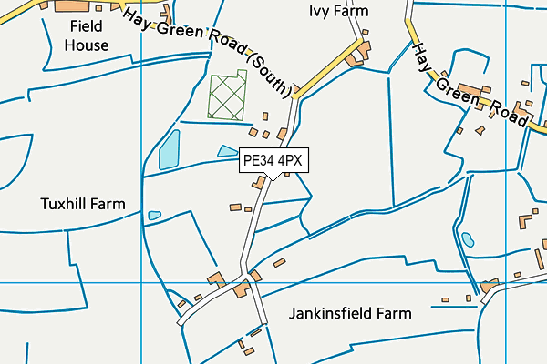 PE34 4PX map - OS VectorMap District (Ordnance Survey)