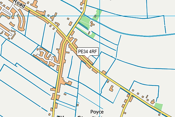 PE34 4RF map - OS VectorMap District (Ordnance Survey)