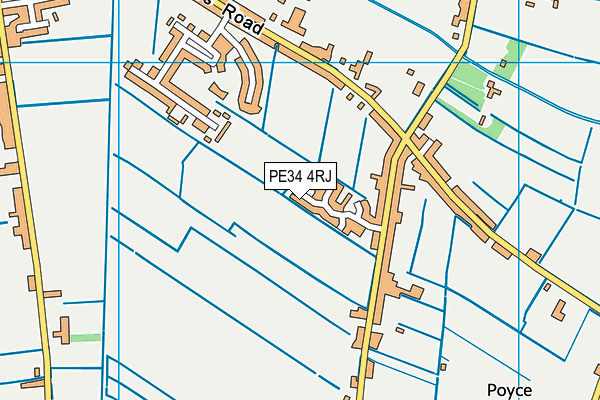 PE34 4RJ map - OS VectorMap District (Ordnance Survey)