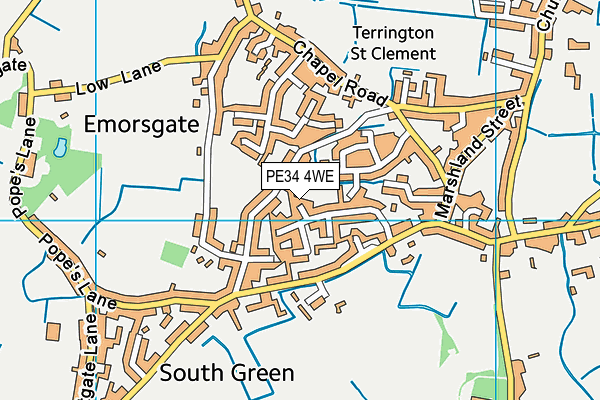 PE34 4WE map - OS VectorMap District (Ordnance Survey)