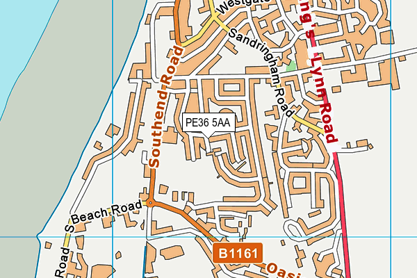 PE36 5AA map - OS VectorMap District (Ordnance Survey)