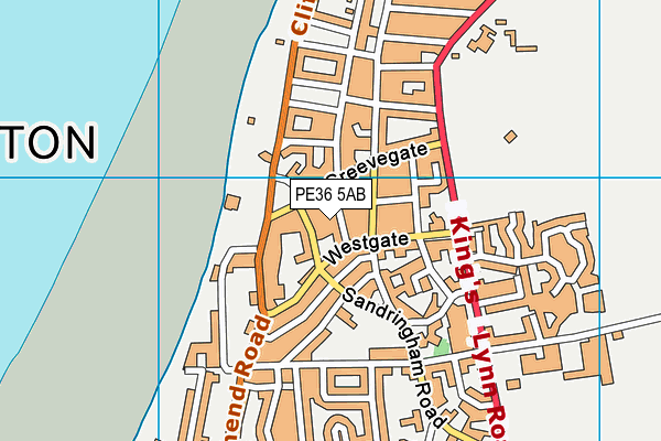 PE36 5AB map - OS VectorMap District (Ordnance Survey)