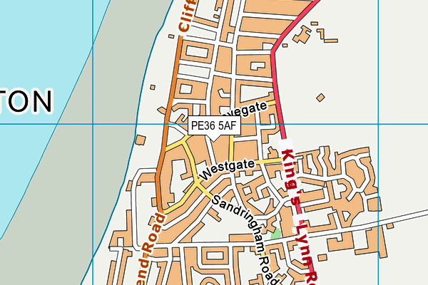 PE36 5AF map - OS VectorMap District (Ordnance Survey)