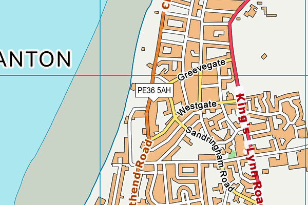 PE36 5AH map - OS VectorMap District (Ordnance Survey)