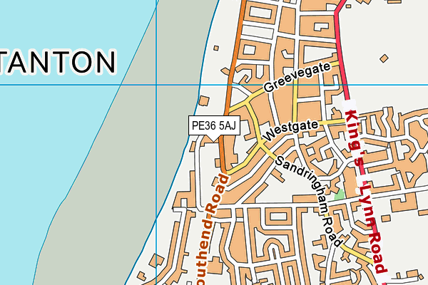 PE36 5AJ map - OS VectorMap District (Ordnance Survey)