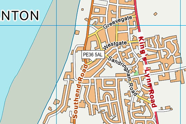 PE36 5AL map - OS VectorMap District (Ordnance Survey)