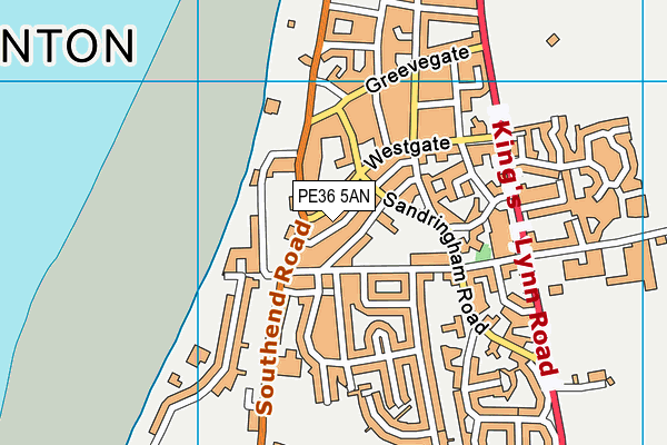 PE36 5AN map - OS VectorMap District (Ordnance Survey)