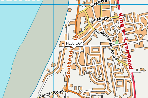 PE36 5AP map - OS VectorMap District (Ordnance Survey)