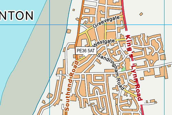 PE36 5AT map - OS VectorMap District (Ordnance Survey)