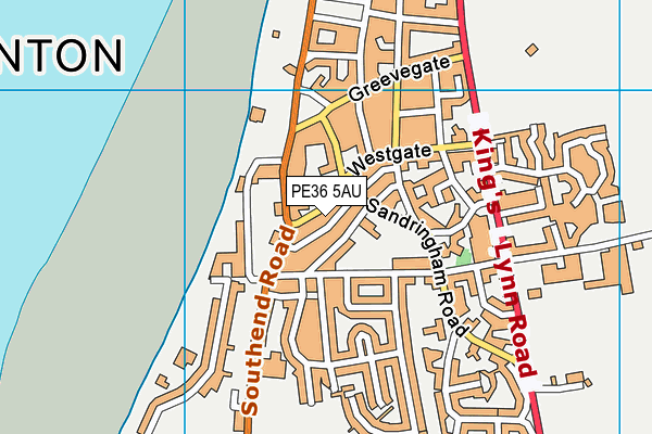 PE36 5AU map - OS VectorMap District (Ordnance Survey)
