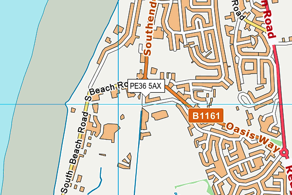 PE36 5AX map - OS VectorMap District (Ordnance Survey)