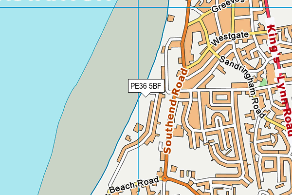 PE36 5BF map - OS VectorMap District (Ordnance Survey)