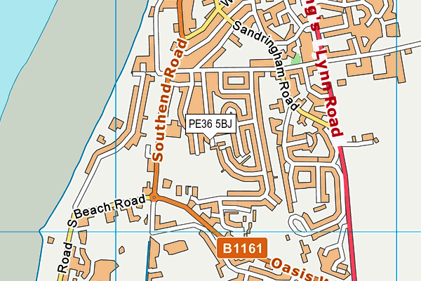 PE36 5BJ map - OS VectorMap District (Ordnance Survey)