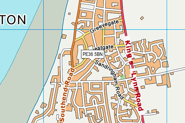PE36 5BN map - OS VectorMap District (Ordnance Survey)
