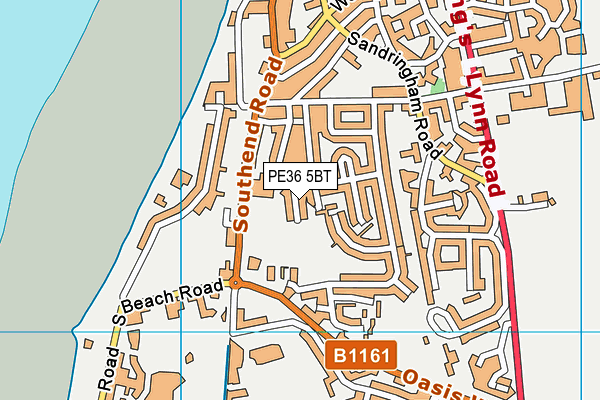 PE36 5BT map - OS VectorMap District (Ordnance Survey)