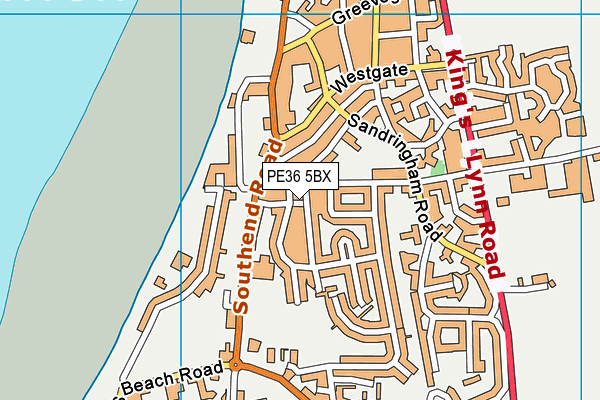 PE36 5BX map - OS VectorMap District (Ordnance Survey)