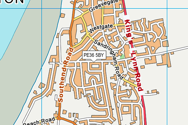 PE36 5BY map - OS VectorMap District (Ordnance Survey)