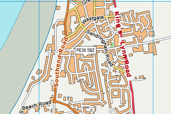 PE36 5BZ map - OS VectorMap District (Ordnance Survey)