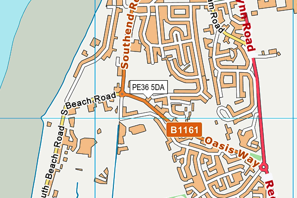 PE36 5DA map - OS VectorMap District (Ordnance Survey)