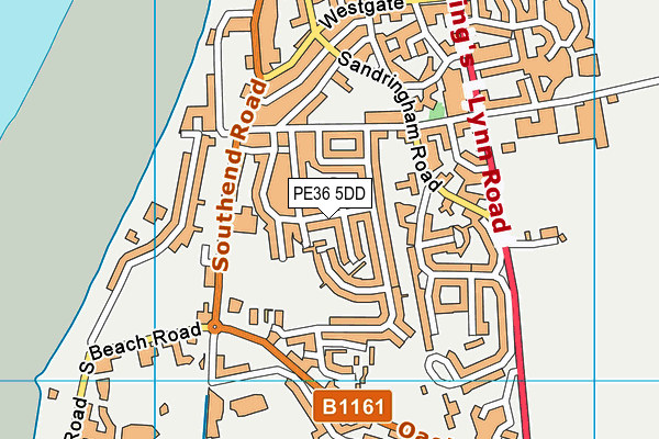 PE36 5DD map - OS VectorMap District (Ordnance Survey)