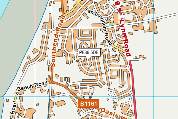 PE36 5DE map - OS VectorMap District (Ordnance Survey)