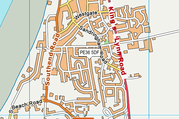 PE36 5DF map - OS VectorMap District (Ordnance Survey)