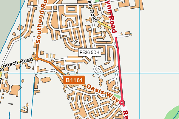 PE36 5DH map - OS VectorMap District (Ordnance Survey)