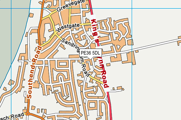PE36 5DL map - OS VectorMap District (Ordnance Survey)