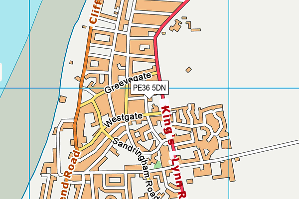PE36 5DN map - OS VectorMap District (Ordnance Survey)