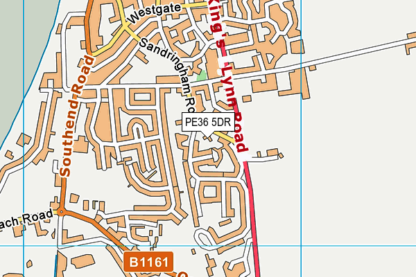 PE36 5DR map - OS VectorMap District (Ordnance Survey)