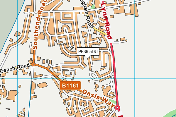 PE36 5DU map - OS VectorMap District (Ordnance Survey)