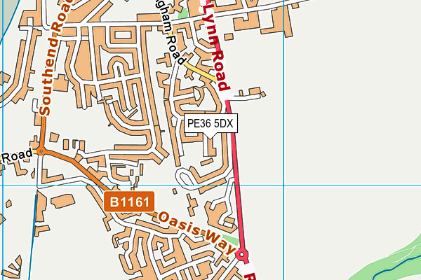 PE36 5DX map - OS VectorMap District (Ordnance Survey)