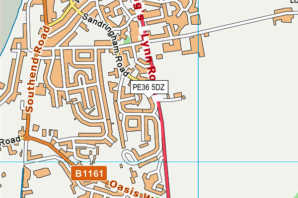 PE36 5DZ map - OS VectorMap District (Ordnance Survey)