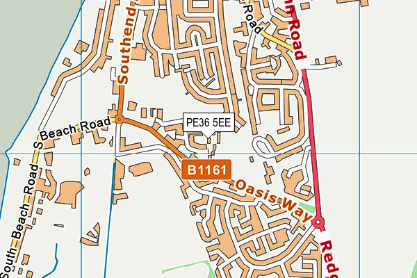 PE36 5EE map - OS VectorMap District (Ordnance Survey)