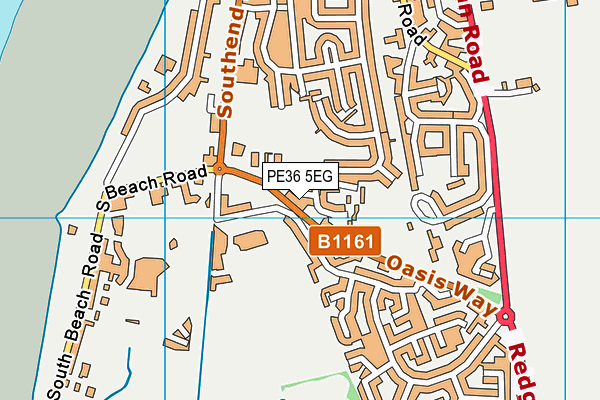 PE36 5EG map - OS VectorMap District (Ordnance Survey)
