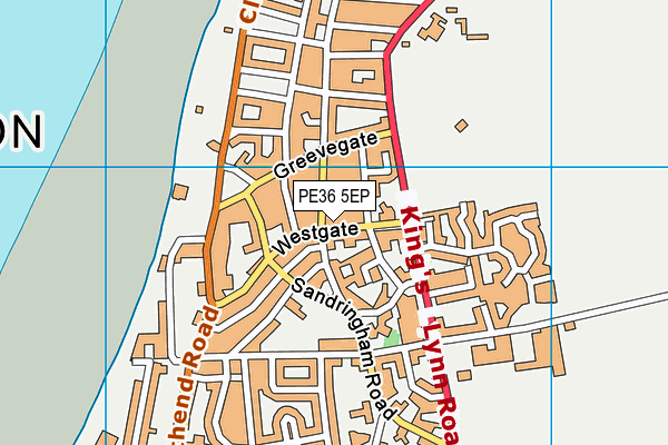 PE36 5EP map - OS VectorMap District (Ordnance Survey)