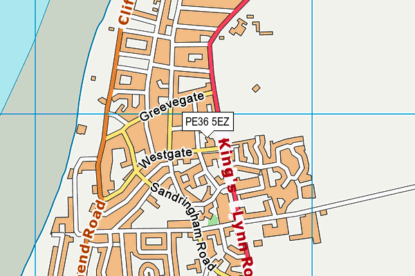 PE36 5EZ map - OS VectorMap District (Ordnance Survey)