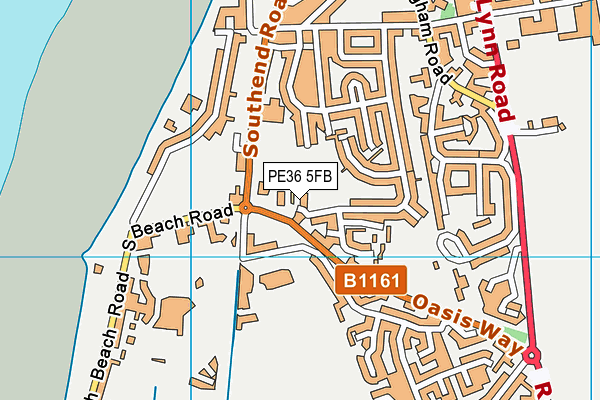 PE36 5FB map - OS VectorMap District (Ordnance Survey)