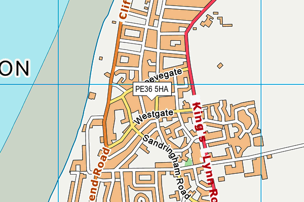 PE36 5HA map - OS VectorMap District (Ordnance Survey)