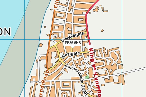 PE36 5HB map - OS VectorMap District (Ordnance Survey)