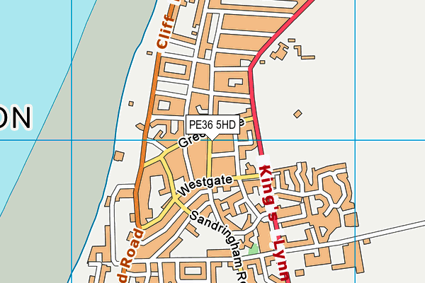 PE36 5HD map - OS VectorMap District (Ordnance Survey)
