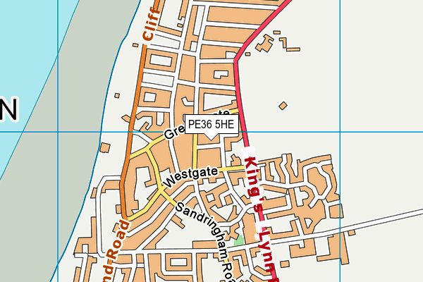 PE36 5HE map - OS VectorMap District (Ordnance Survey)