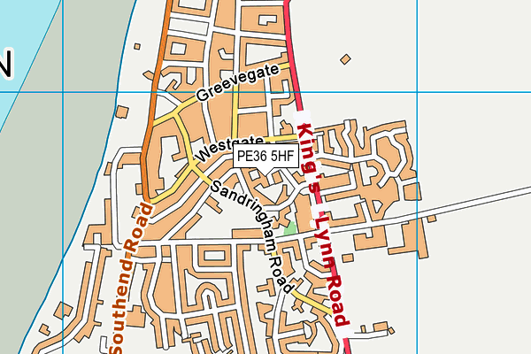 PE36 5HF map - OS VectorMap District (Ordnance Survey)