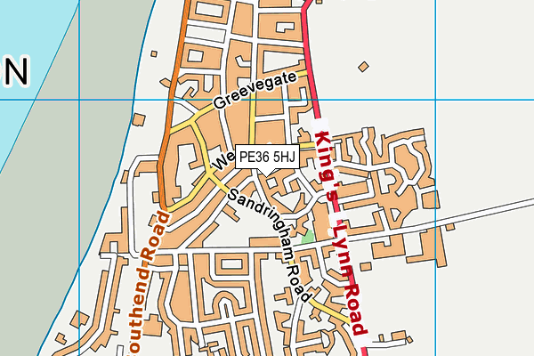 PE36 5HJ map - OS VectorMap District (Ordnance Survey)