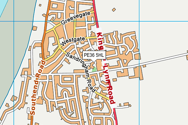 PE36 5HL map - OS VectorMap District (Ordnance Survey)