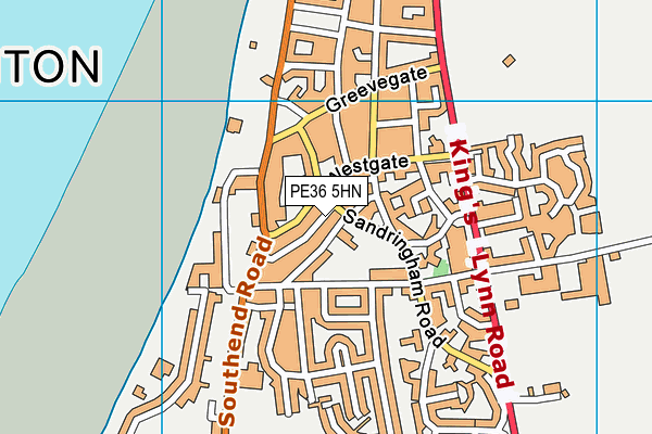 PE36 5HN map - OS VectorMap District (Ordnance Survey)