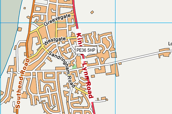 PE36 5HP map - OS VectorMap District (Ordnance Survey)